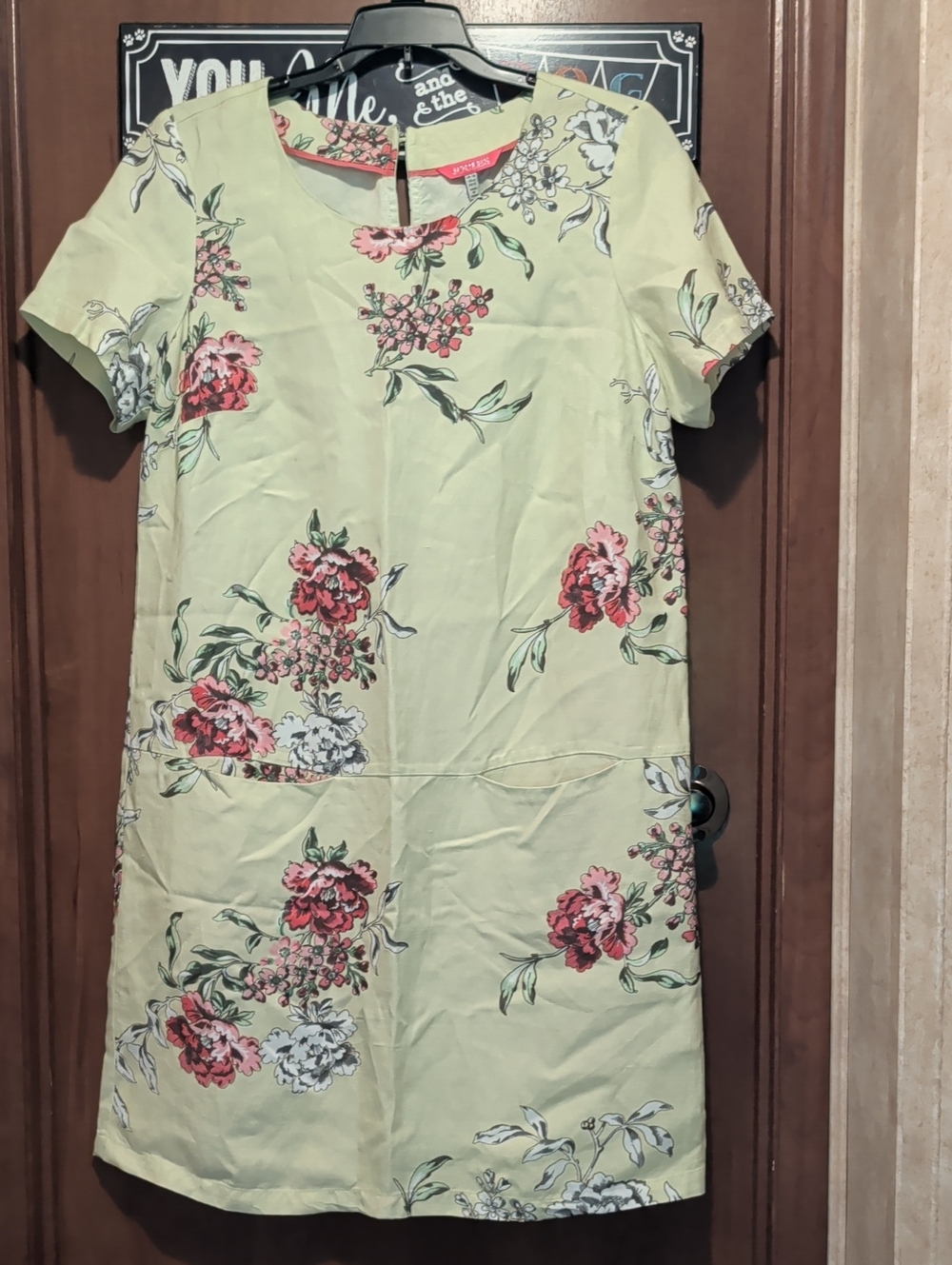 Joules Light Green Midi Dress with Pink and White Floral Print